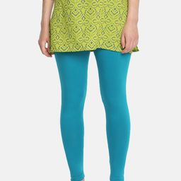 Dollar Missy Women Turquoise Blue Solid Ankle-Length Leggings-image-102