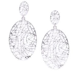 Jewels Galaxy Silver-Plated Textured Handcrafted Oval Drop Earrings-image-38
