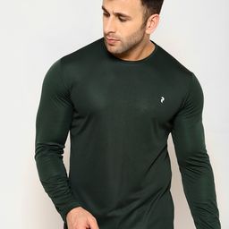 PERFKT-U Men Green Solid Round Neck T-shirt-image-91