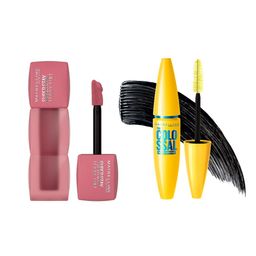 Maybelline Tint Lip & Cheek Color 5 ml - Knee Hight 55 & Mascara 10 g - Black Combo-45