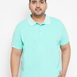 Instafab Plus Men Sea Green Solid Polo Collar T-shirt-image-26