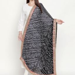 Dupatta Bazaar Women Black & White Bandhani Dyed Gotta Patti Dupatta-50