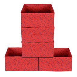 Kuber Industries Set Of 5 Red Metallic Floral Printed Replacement Drawer Storage Organizers-47