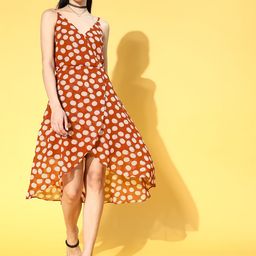 plusS Rust & Beige Georgette A-Line Dress-picture-32