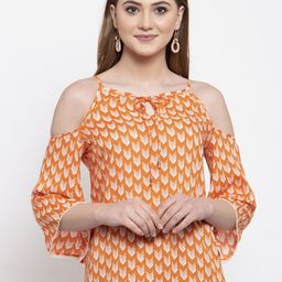 Gipsy Women Orange & Off-White Printed Top-image-93