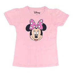 Minnie Girls Pink Minnie Mouse Printed Round Neck T-shirt-image-66