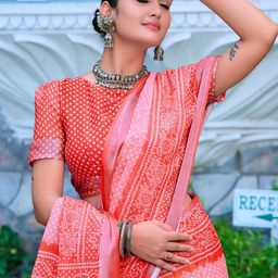 KALINI Bandhani Printed Linen Blend Kota Saree-48