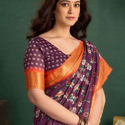 SangriaWomen Warli Printed Saree With Blouse-13