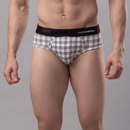 UnderJeans by Spykar Men White & Grey Checked Basic Briefs UJMBRPBS035-picture-26