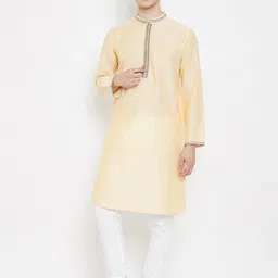 even Men Cream-Coloured Solid Straight Kurta-picture-18