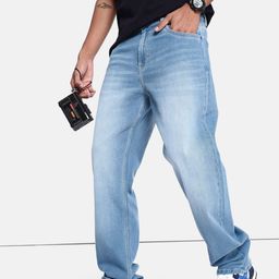 The Roadster Life Co. Men Sky Blue Heavy Fade Stretchable Vintage Straight Jeans-image-17