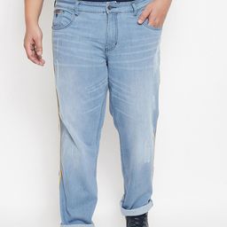 Instafab Plus Men Blue Regular Fit Mid-Rise Plus Size Clean Look Jeans-picture-8