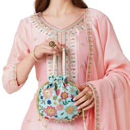 Lavie Jiya Floral Embroidered Potli Clutch-picture-0