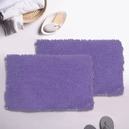 BIANCA Set Of 2 Purple Mushroom Texture Non-Slip Shaggy Bath Rugs-80