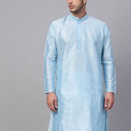 SOJANYA Men Teal Solid Straight Kurta-image-30