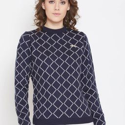 JUMP USA Women Blue Checked Sweater-image-97