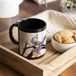 KOLOROBIA Black & Blue Charismatic Peacock Printed Ceramic Mug-19