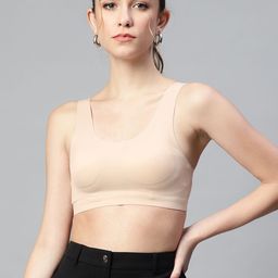 Marks & Spencer Nude-Coloured Solid Workout Bra-15