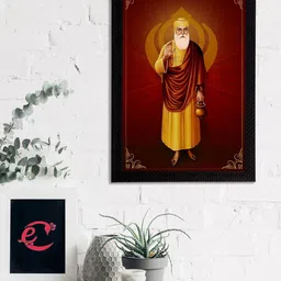 eCraftIndia Maroon & Orange Guru Nanak Sahib Satin Matt Texture UV Art Painting-98