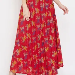 Clora Creation Women Red & Blue Printed Flared Maxi Skirt-37
