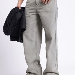 glitchez Men Downtown Dope Wide Leg Jeans With Side Stripe-image-46