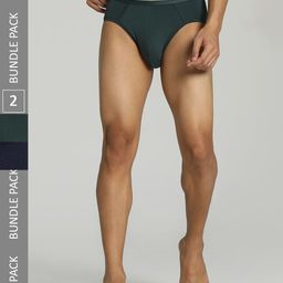 Puma Men Green & Blue Pack of 2 Stretch Plain Briefs-56