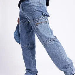 glitchez Men City Vibe Boyfriend Fit Light Faded Cargo Jeans-image-68