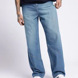 glitchez Men Urban Attitude Loose Fit Light Faded Panelling Jeans-picture-44