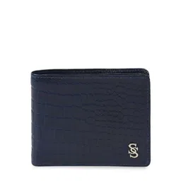 Second SKIN Men Blue Textured Genuine Leather Two Fold Wallet-image-86