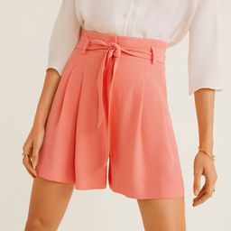 MANGO Women Peach-Coloured Solid Regular Fit Shorts-picture-16