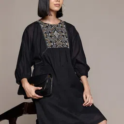 Ritu Kumar Embroidered Cotton A-Line Dress-image-82