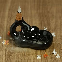 Aapno Rajasthan Black Resin Smoke Fountain With Backflow Incense Cone-28