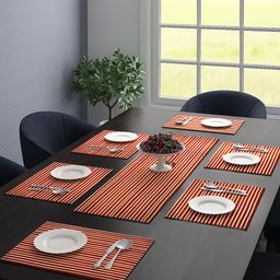 Saral Home Set of 7 Red Striped Table Placemats-10