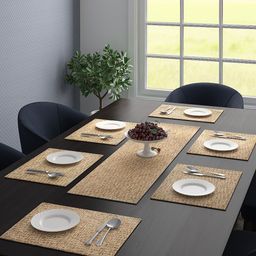 Saral Home Set of 7 Beige Textured Table Placemats-0
