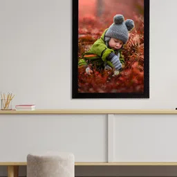 eCraftIndia Brown & Green Cute Baby Satin Matt Textured UV Wall Art-image-73