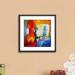 999Store Blue & Orange Abstract Pattern Cotton Canvas Digitally Printed Wall Art-55