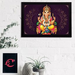 eCraftIndia Multicoloured Lord Ganesha Satin Matt Textured UV Wall Painting-3