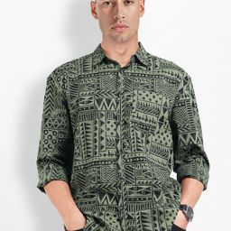 The Roadster Life Co. Geometric Printed Pure Cotton Relaxed Fit Casual Shirt-image-44