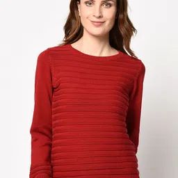 98 Degree North Women Red Solid Pullover Sweater-image-43