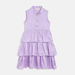 am ma Lavender Layered Satin A-Line Dress-image-32