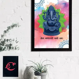 eCraftIndia Pink & Blue Lord Ganesha Satin Matt Texture UV Art Painting-image-76