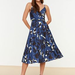 Trendyol Women Blue & Black Floral A-Line Midi Dress-image-21