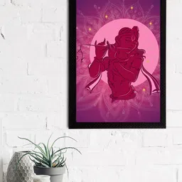 eCraftIndia Pink Color Lord Krishna Satin Matt Texture UV Art Painting-image-3