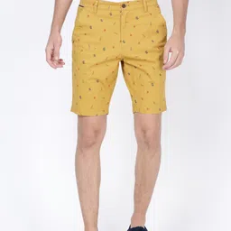 t-base Men Yellow Printed Slim Fit Chino Shorts-image-60