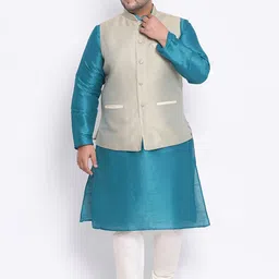KISAH PLUS Men Blue Regular Kurta with Churidar-image-41