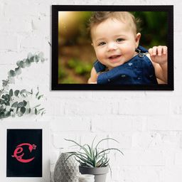 eCraftIndia Blue & Cream-coloured Cute Baby Satin Matt Texture Framed UV Wall Art Painting-image-97