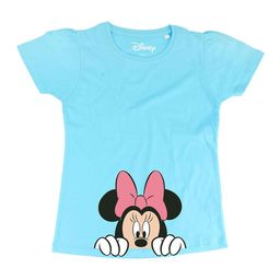 Minnie Girls Blue Minnie Mouse Printed Round Neck T-shirt-image-12