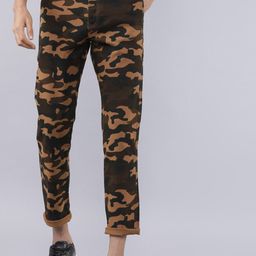 HIGHLANDER Men Green & Brown Slim Fit Camouflage Printed Chinos-picture-32