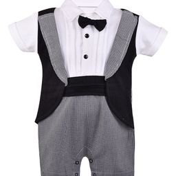 Wish Karo Infant Kids Black & White Checked Rompers-image-90