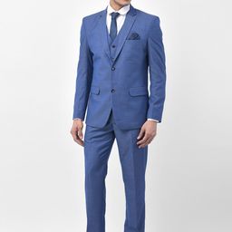 LUXURAZI Men Blue Solid Tailored Fit Single-Breasted Formal Suit-image-28